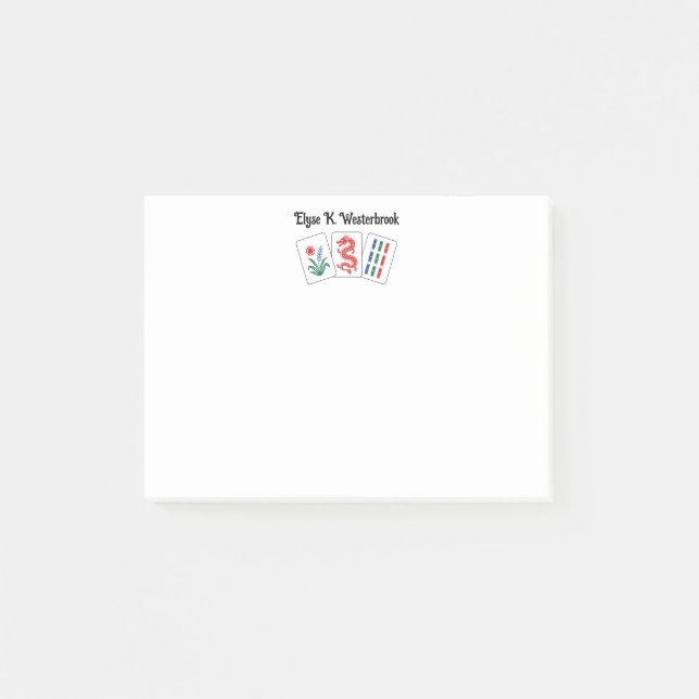 Notas Post-it® Mah jongg 3 fichas con nombre  (Anverso)