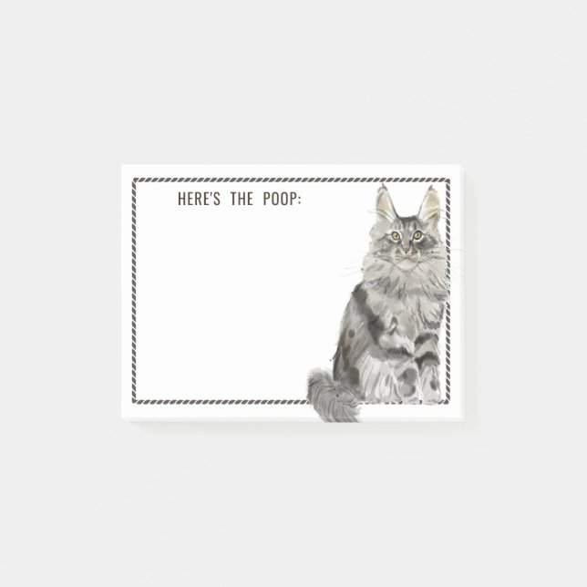 Notas Post-it® Maine Coon Cat | Gracioso Texto editable (Anverso)
