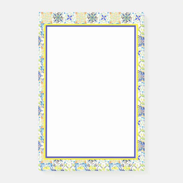 Notas Post-it® Majolica portuguesa Azulejo Lemon Mediterráneo (Anverso)
