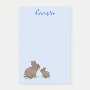 Notas Post-it® Mamá adorable con conejito en trébol azul