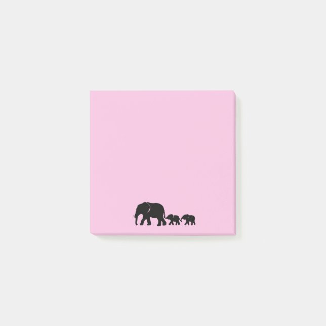 Notas Post-it® Mama Elephant with Babies Post it Notes (Anverso)