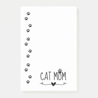 Notas Post-it® Mamá Gato Minimalista Huella de Garra Adorable Cor