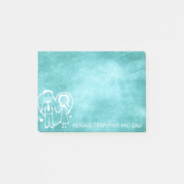 Notas Post-it® Mamá Papá Masaje Familia Chalkboard Mint Blue