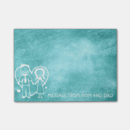 Notas Post-it® Mamá Papá Masaje Familia Chalkboard Mint Blue