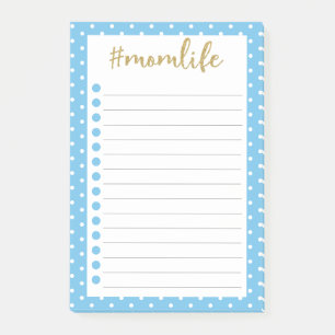 Notas Post-it® Mamá Vida Cielo Polka Azul Punto por hacer Lista d