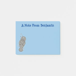 Notas Post-it® Manatí de bebé con ilustracion de burbujas