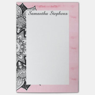 Notas Post-it® Mandala dibujada mano artística de Boho en el