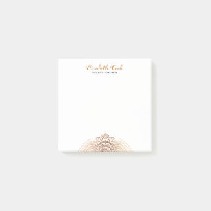 Notas Post-it® Mandala Rosa De Oro Y Paisley Blanca