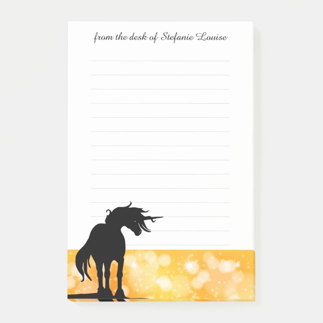Notas Post-it® Mane Unicorn (estrellas amarillas) (Anverso)