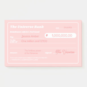 Notas Post-it® Manifestación de dinero rosado femenino cheque en