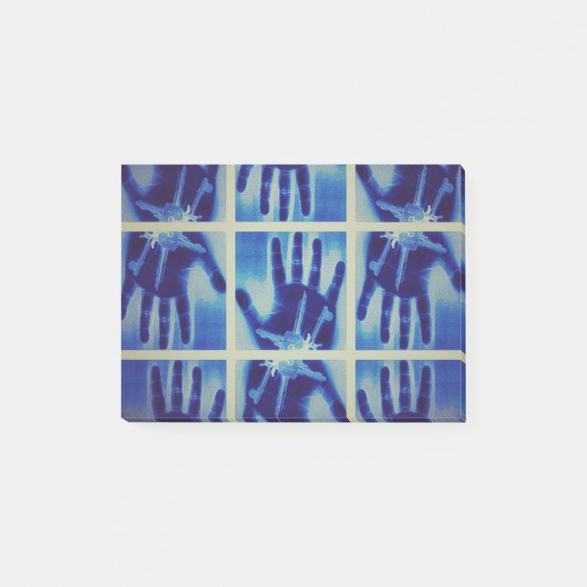 Notas Post-it® mano azul espeluznante (Anverso)