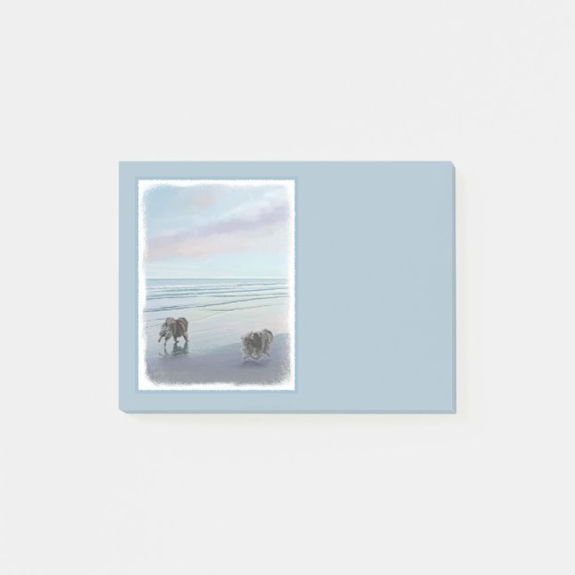 Notas Post-it® Manos en la pintura de perro en la costa (Anverso)