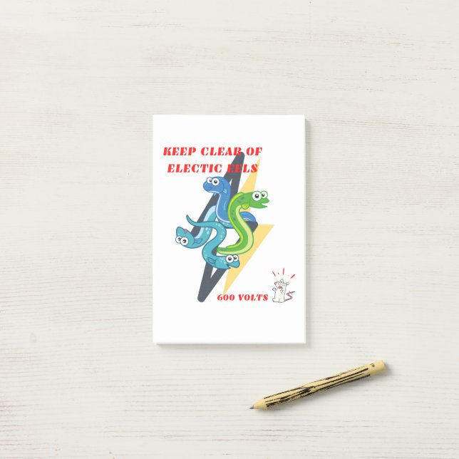 Notas Post-it® Manténgase Limpio De Las Anguilas Eléctricas (Escritorio)