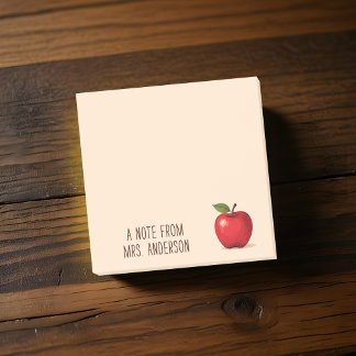 Notas Post-it® Manzana roja personalizada con nombre de profesor