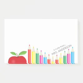 Notas Post-it® Manzana Roja y Lápices de Colores Profesor Persona