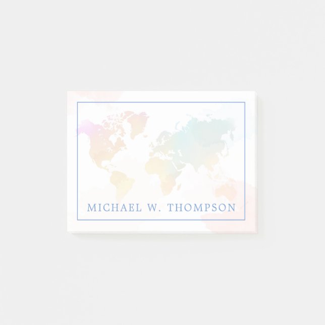 Notas Post-it® Mapa de acuarela (Anverso)