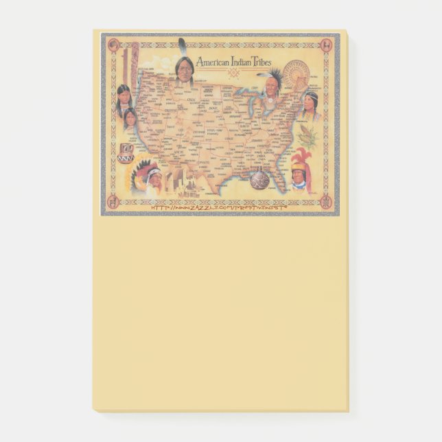 Notas Post-it® "Mapa de las tribus nativas estadounidenses" (Anverso)
