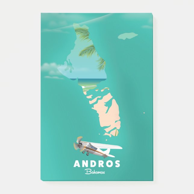 Notas Post-it® Mapa de vacaciones de Andros Bahamas. (Anverso)