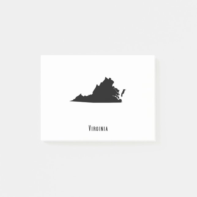 Notas Post-it® Mapa de Virginia - Mapa moderno de Virginia en bla (Anverso)