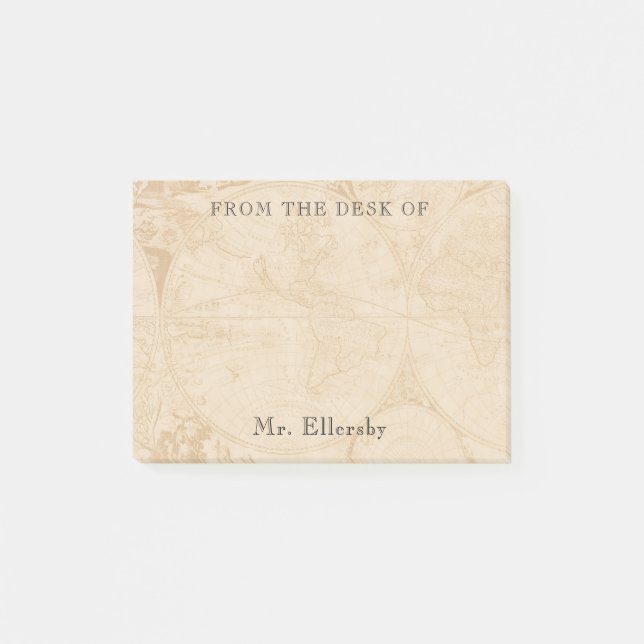 Notas Post-it® Mapa del mundo antiguo Añadir nombre 4x3 (Anverso)