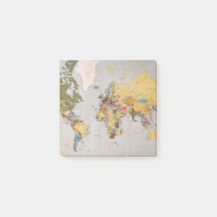Notas Post-it® mapa mundial