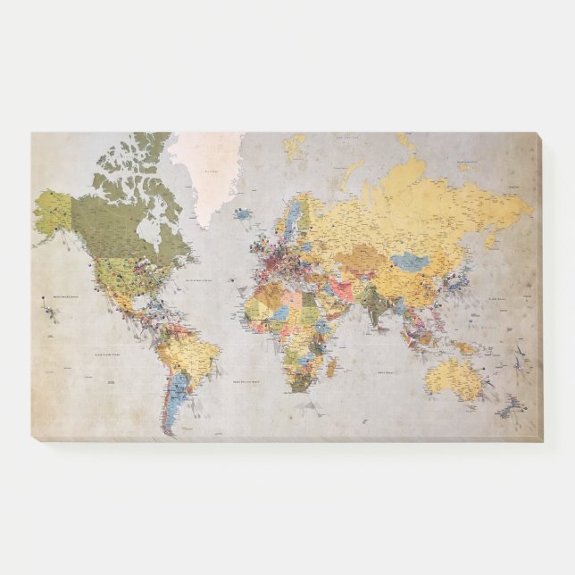 Notas Post-it® mapa mundial (Anverso)