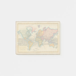 Notas Post-it® Mapa mundial de los antiguos continentes de los añ