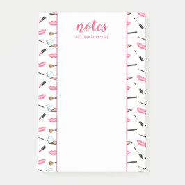 Notas Post-it® Maquillaje con labios rosados y título personaliza