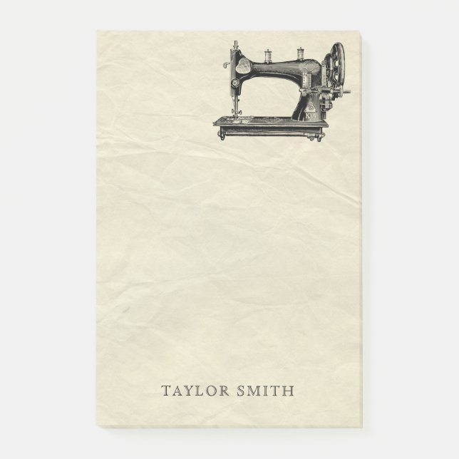 Notas Post-it® Máquina de coser antigua con nombre (Anverso)