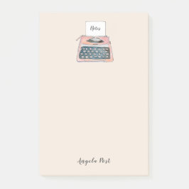 Notas Post-it® Maquinaria retro cúrcuma de escritura rosa Bloc de