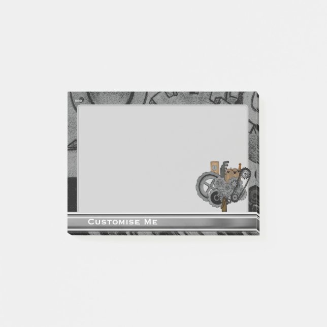 Notas Post-it® Maquinaria Steampunk (color completo) (Anverso)