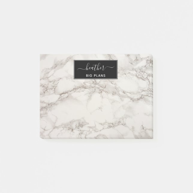 Notas Post-it® Marble blanco y gris personalizado (Anverso)