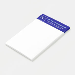 Notas Post-it® Marca comercial en encabezado azul de largo