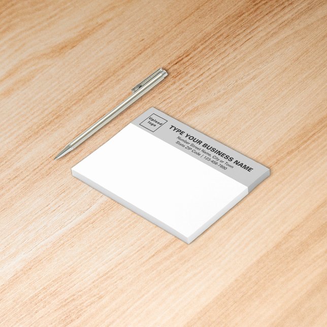 Notas Post-it® Marca comercial sobre rectángulo gris (Build brand name awareness. Your business brand on gray heading of rectangle sticker.)