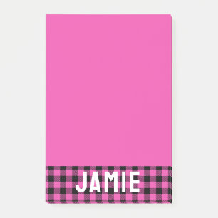Notas Post-it® Marca de búfalo rosa profunda Nombre blanco