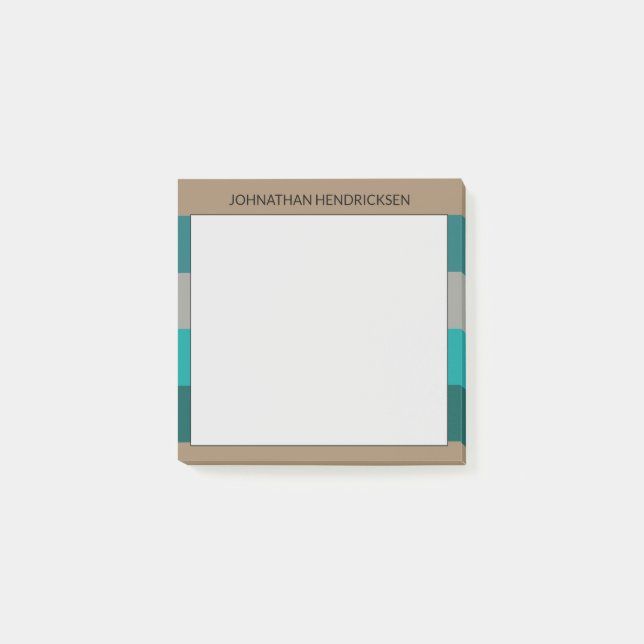 Notas Post-it® Marca gris verde Monograma moderno y masculino (Anverso)