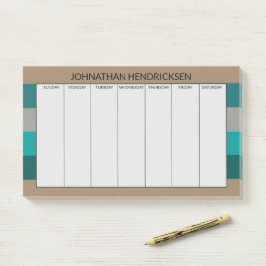 Notas Post-it® Marca gris verde Monograma moderno y masculino