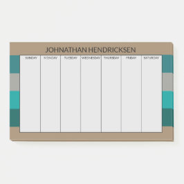 Notas Post-it® Marca gris verde Monograma moderno y masculino