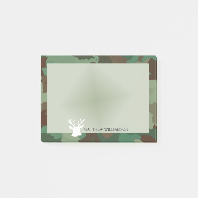 Notas Post-it® Marco de camo verde personalizado con silueta negr (Anverso)