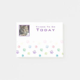 Notas Post-it® Marco de Foto Morado con Huellas de Pata Coloridas