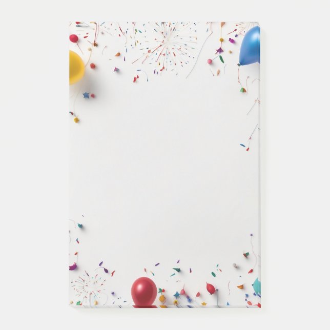 Notas Post-it® Marco de globos y fuegos artificiales (Anverso)