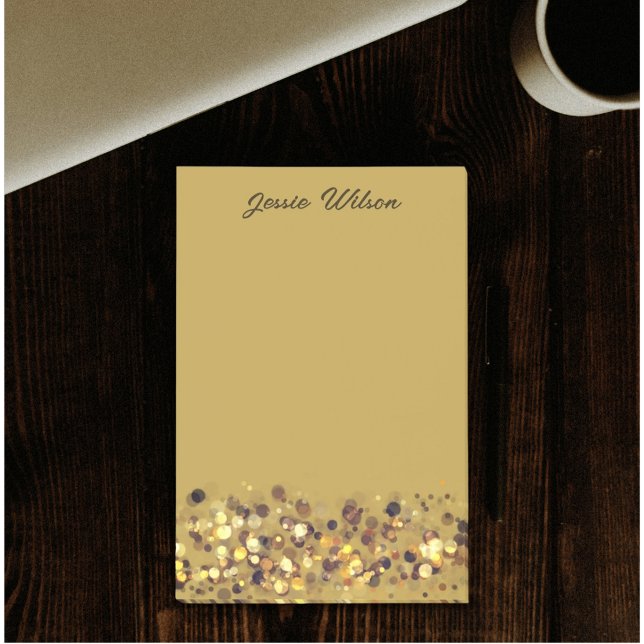 Notas Post-it® Marco de lujo femenino de moda con nombre (Gold foil glitter design for custom name post-it notes)