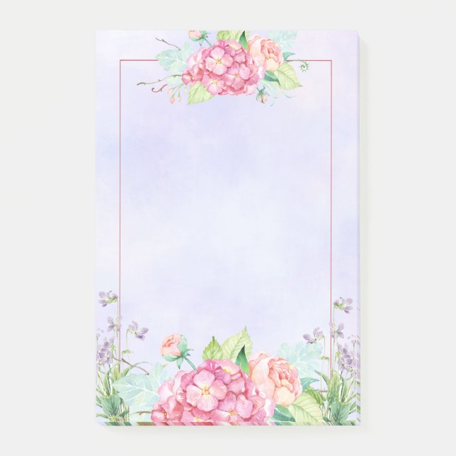 Notas Post-it® Marco floral de acuarela rosa moderno (Anverso)