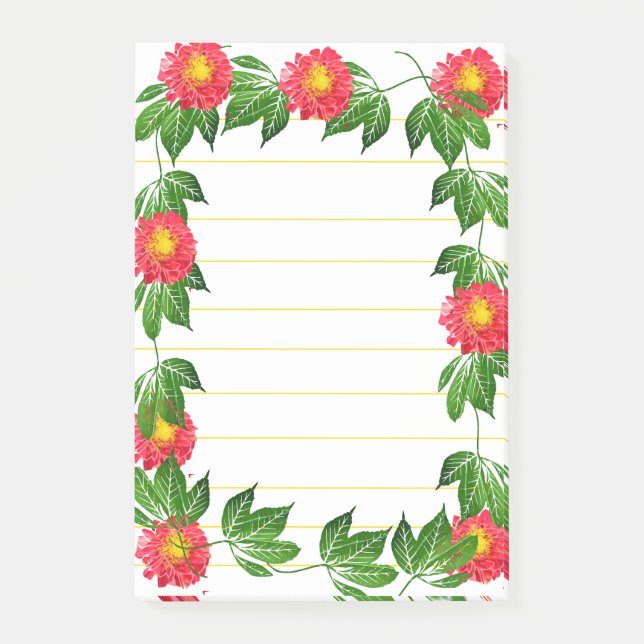 Notas Post-it® Marco floral naranja (Anverso)