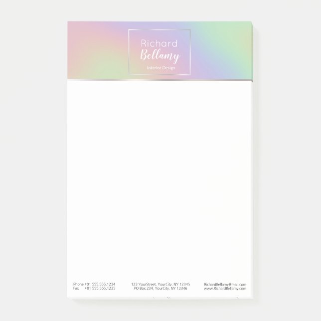 Notas Post-it® Marco Metalizado del efecto arcoiris holográfico m (Anverso)