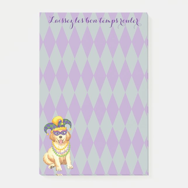 Notas Post-it® Mardi Gras Golden Retriever (Anverso)