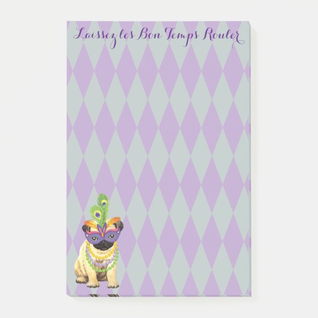 Notas Post-it® Mardi Gras Pug (Anverso)