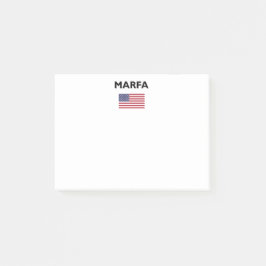 Notas Post-it® Marfa Texas Estados Unidos Bandera estadounidense 