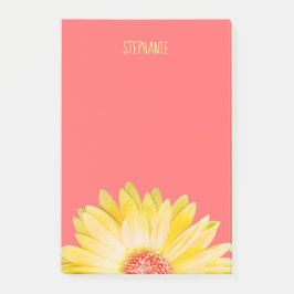 Notas Post-it® Margarita amarilla del Gerbera en coral