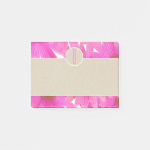 Notas Post-it® Margaritas Rosadas y Kraft Marrón Monograma Inicia
